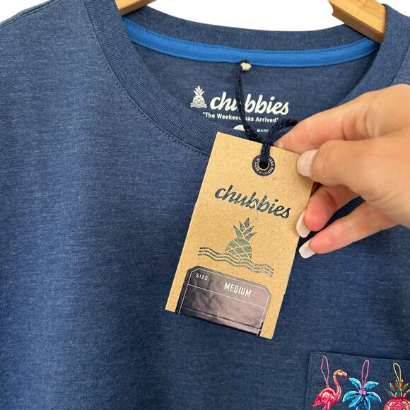 Chubbies Christmas Ornament Blue Pocket T Shirt Sz M - Picture 4 of 5